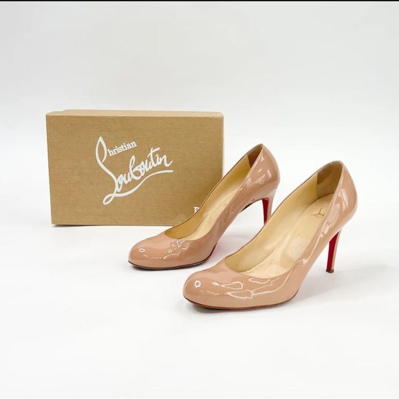 Christian Louboutin Nude Patent Leather Pumps 100 - Picture 1 of 9